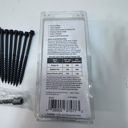 PowerPro All in One Wood Fastener 1/4x4" 5/16" Head 10Pc/Pz