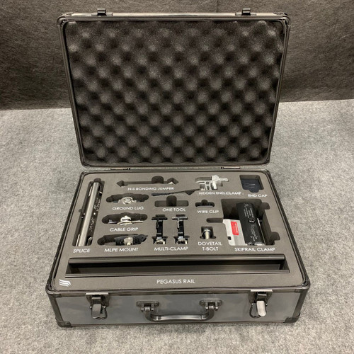 PEGASUS Solar Rail Kit Demo Case – Splice, Clamps, Lugs, Tooling, Samples PEGASUS Solar Rail Kit Demo Case – Splice, Clamps, Lugs, Tooling, Samples