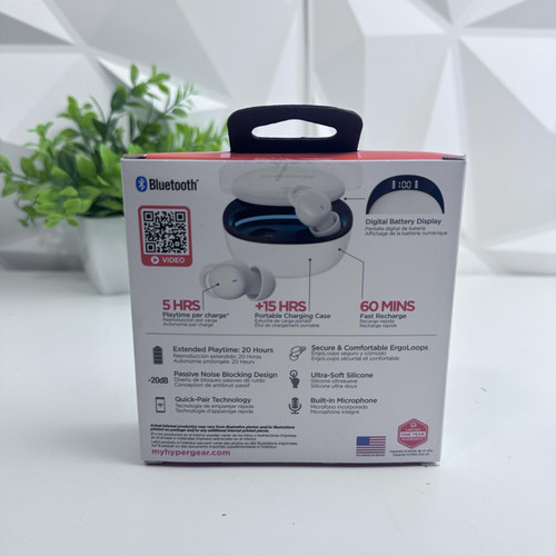 HyperGear SleepEZ Wireless Earbuds w/ Sleep Timer & Case – White, NEW