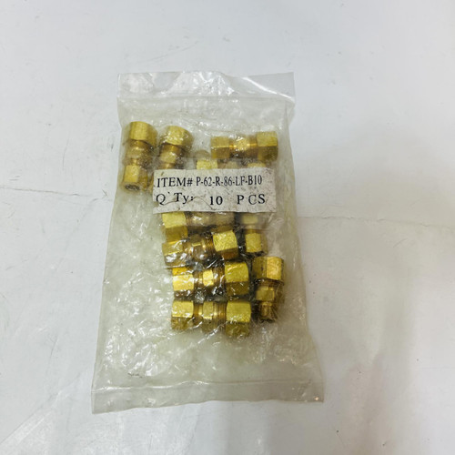 10x Brass Compression Fittings P-62-R-86-LF-B10, Lead Free, 1/2” OD, Union Coupling