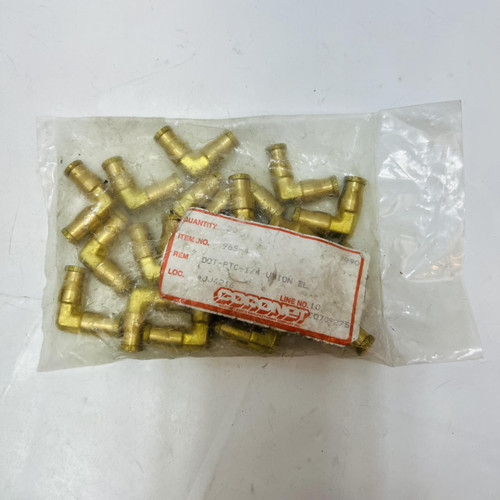 Dayco DOT-PTC-1/4 Union Elbow Fittings, 20-Pack, for Automotive Brake Lines