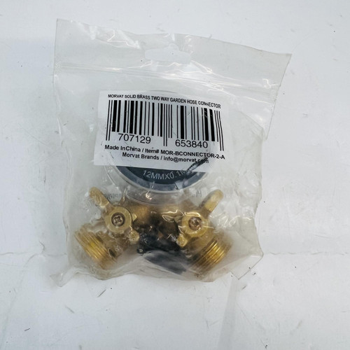 Morvat Solid Brass Two Way Garden Hose Splitter Connector Kit Tape NEW Morvat Solid Brass Two Way Garden Hose Splitter Connector Kit Tape NEW