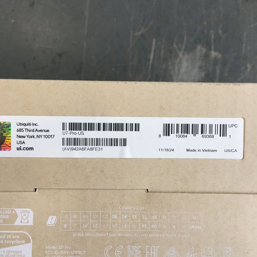 Ubiquiti Networks U7-pro-us Unifi U7 Pro Tri-band 6ghz Wi-fi 7 Access Point
