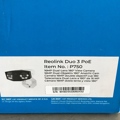 Reolink Duo 3 PoE P750 16MP Dual-Lens 180° View Security Camera