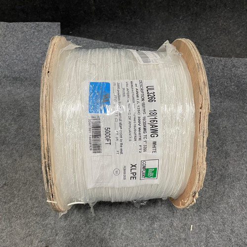 UL3266 18(16) AWG White XLPE Wire, 300V, 5000FT Spool, RoHS Compliant UL3266 18(16) AWG White XLPE Wire, 300V, 5000FT Spool, RoHS Compliant
