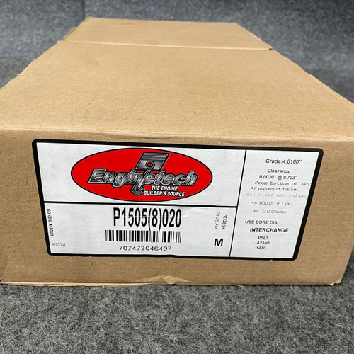 Enginetech P1505(8)020 Piston Set, 0.020" Oversize, Engine Rebuild Kit Enginetech P1505(8)020 Piston Set, 0.020" Oversize, Engine Rebuild Kit