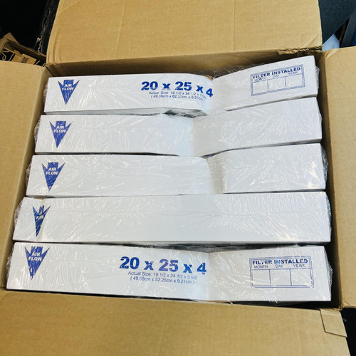 Simply Filters MERV 8 Air Filter 20x25x4, Actual 19.5x24.5x3.625, Box of 5 Simply Filters MERV 8 Air Filter 20x25x4, Actual 19.5x24.5x3.625, Box of 5