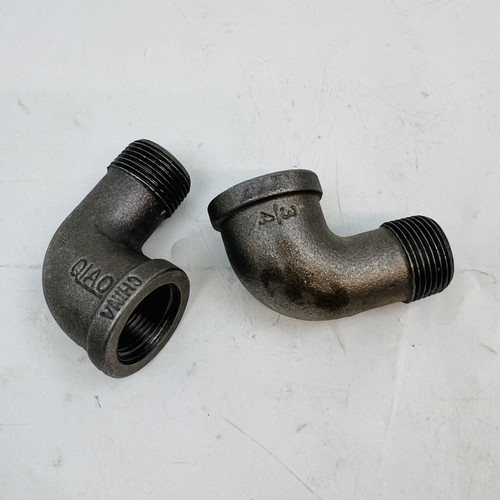 Lot of 2 Black Malleable Iron 90° Street Elbow Pipe Fittings, 1/2" NPT, Threaded Lot of 2 Black Malleable Iron 90° Street Elbow Pipe Fittings, 1/2" NPT, Threaded