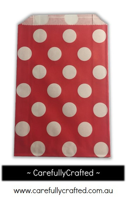 12 Favour Paper Bags - Polka Dot - Red  #FB8