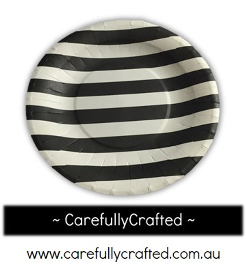 16 Paper Plates - Black - Stripe #PP11