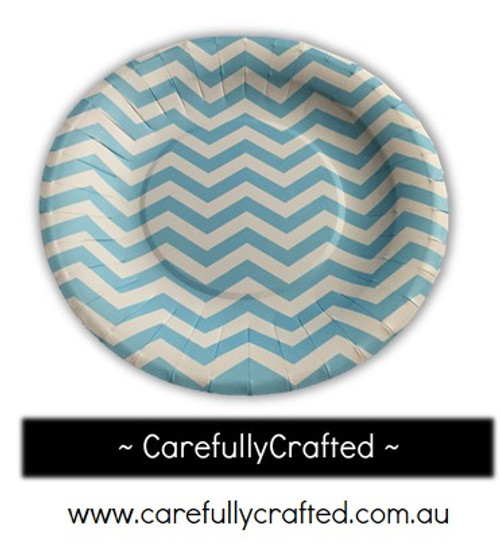 16 Paper Plates - Blue - Chevron #PP18