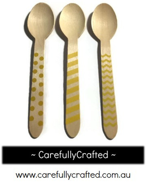 10 Wood Cutlery Spoons - Pink - Polka Dot, Stripe, Chevron #WSC3