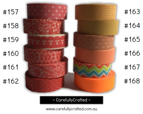 Washi Tape - Orange - 15mm x 10 metres - High Quality Masking Tape - #157 - #168