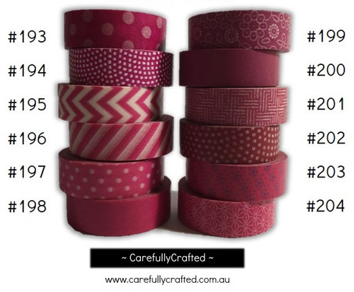 Washi Tape - Pink - 15mm x 10 metres - High Quality Masking Tape - #193 - #204