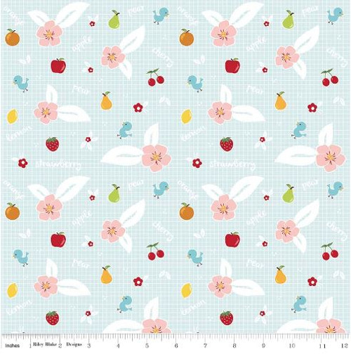 Riley Blake Fabric - Sweet Orchard Sedef Imer of Down Grapevine Lane - Aqua #C5481