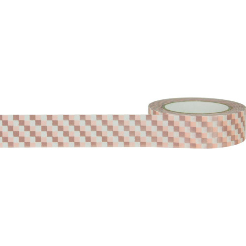 Little B - Foil Washi Tape 15mm x 10m - Rose Gold Squares