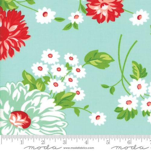 Moda Fabric - The Good Life - Bonnie & Camille - Aqua Floral #55150 12