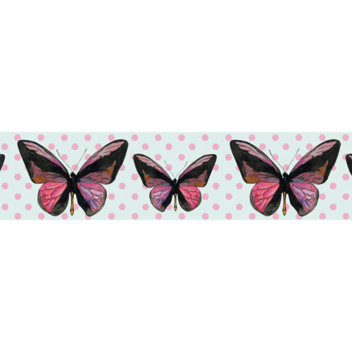 Little B - Foil Washi Tape 25mm x 10m - Rose Gold Octagons & Butterflies