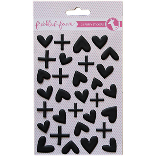 Freckled Fawn - Puffy Stickers - Matte Black Hearts and Signs