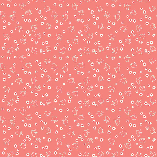 Riley Blake Fabric - Wide Backing - Bee Basics - Lori Holt - Chick Coral