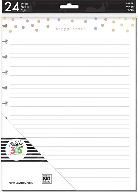 The Happy Planner - Me and My Big Ideas - Big Refill Note Paper - Full Sheet - Foil Happy Life Fill Paper - (Lined, Checklist, Dot Grid)