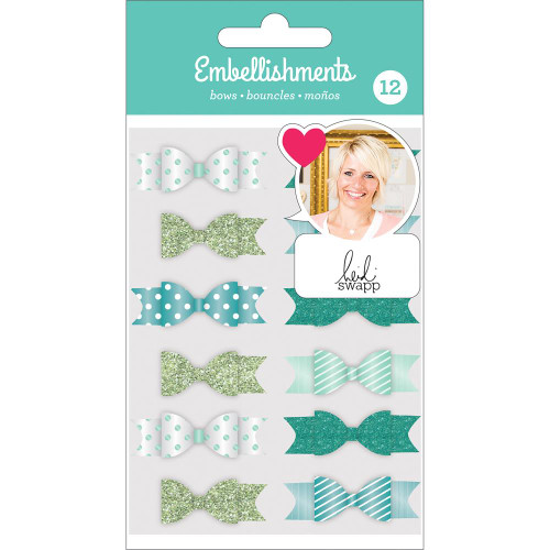 American Crafts - Heidi Swapp Fabric Bows - Set of 12 - Teal