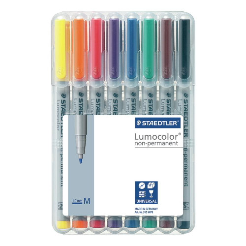 Staedtler - Lumocolor Non-Permanent 1.0mm Pens - Set of 8