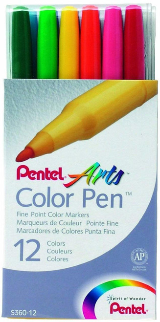 Pentel - Art's Color Pen - Fine Point Markers - Set of 12