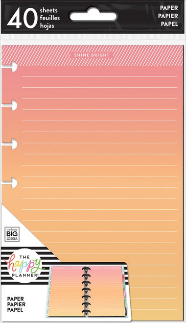 The Happy Planner - Me and My Big Ideas - Mini Refill Note Paper - Full Sheet - Shine Bright (Lined)