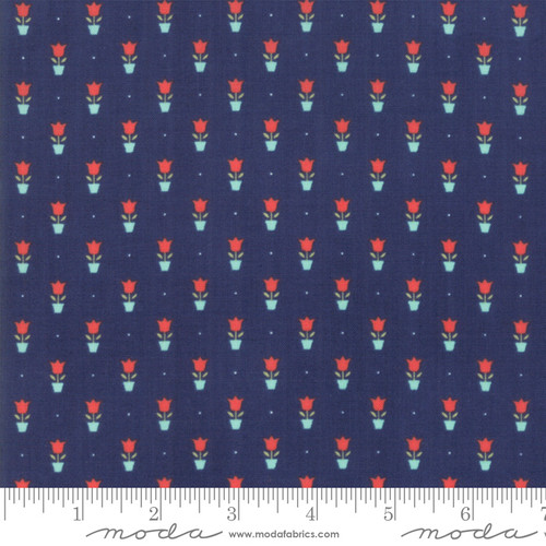 Moda Fabric - Early Bird - Bonnie & Camille - Tulips Navy #55197 15