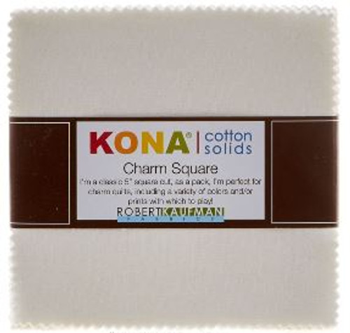 Robert Kaufman Fabric Precuts - Charm Pack - Kona Cotton - White Colorstory