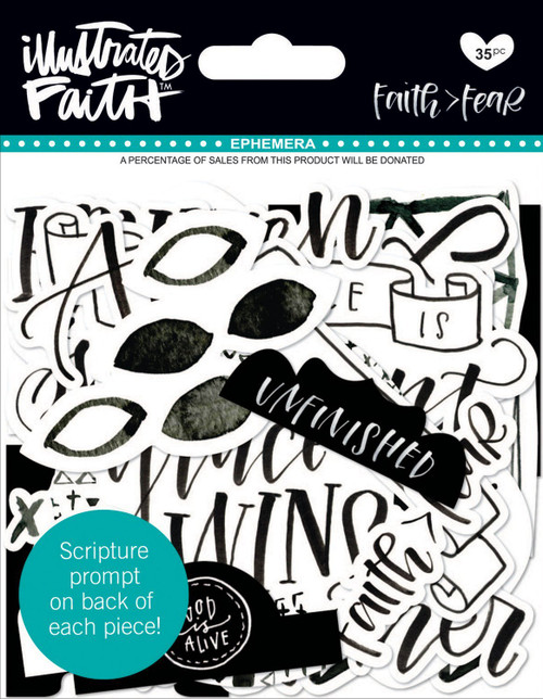 Illustrated Faith - Faith>Fear Paper Pieces Die-Cuts - Ephemera Shapes, Tabs & Words