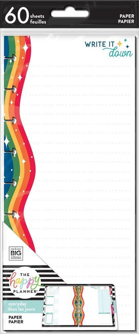 The Happy Planner - Me and My Big Ideas - Classic Half Sheet Filler Paper - Rainbow Vibes (Dot Grid, Dot Lined)