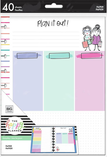 The Happy Planner - Me and My Big Ideas - Classic Filler Paper - Stick Girls Plan it Out (Color Block, Dot Grid, Lined)