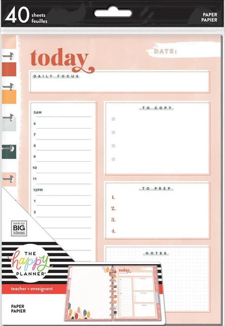 The Happy Planner - Me and My Big Ideas - Classic Filler Paper - Daily Focus Neutral Vibes (Checklist, Graph)