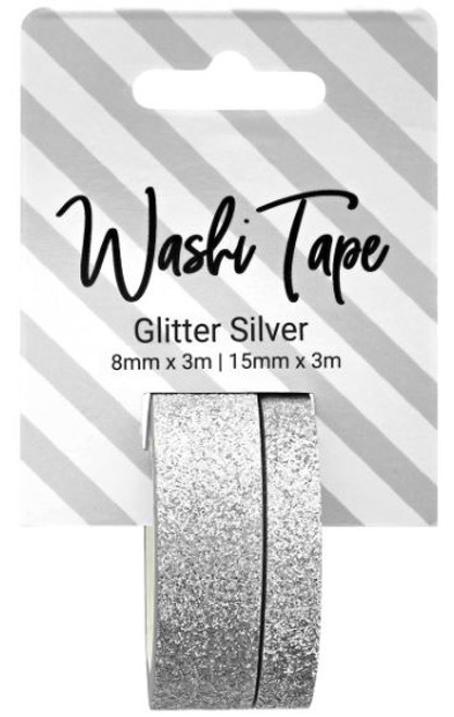 PA Essentials Washi Tape - Set of 2 - Glitter Silver