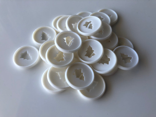 Plastic Planner Discs - Small (24mm) - White - Christmas Tree - Set of 11