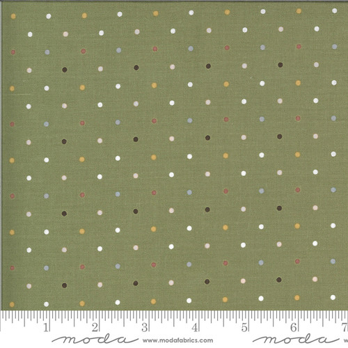 Moda Fabric - Folktale - Lella Boutique - Magic Dot Olive #5124 15