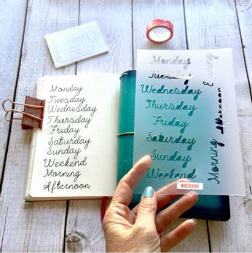 MoxieDori - Cursive Days Bullet Journal Stencil