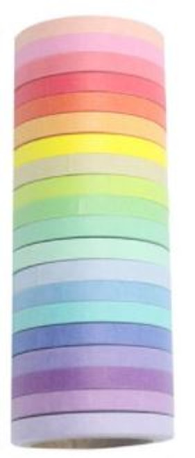 Rainbow Skinny Thin Solid (5mm) Washi Tape - Set of 20