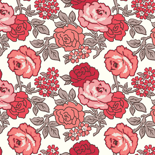 Riley Blake Fabric - Wide Backing - Flea Market by Lori Holt - Roses Red #WB10232R-RED