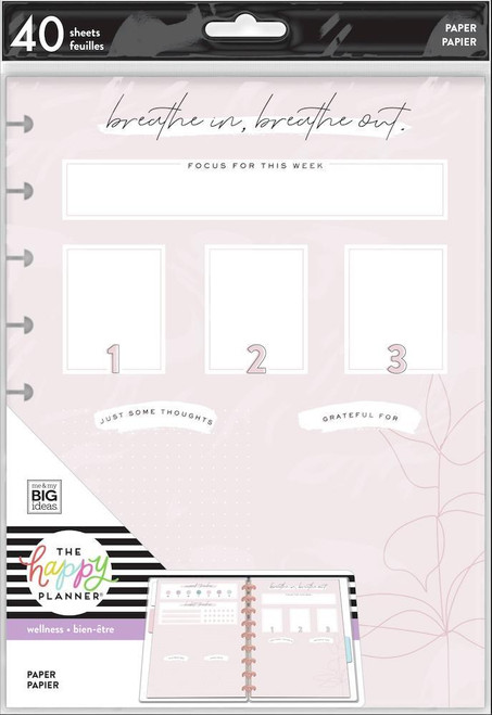 The Happy Planner - Me and My Big Ideas - Breathe In Wellness Classic Filler Paper (Weekly Reflection, Lined)