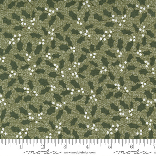 Moda Fabric - Christmas Morning - Lella Boutique - Holly Jolly Sprig Blender Holly Greenery Pine #5142 15