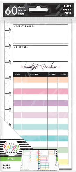 The Happy Planner - Me and My Big Ideas - Classic Refill Note Paper - Half Sheet - Bright Budget