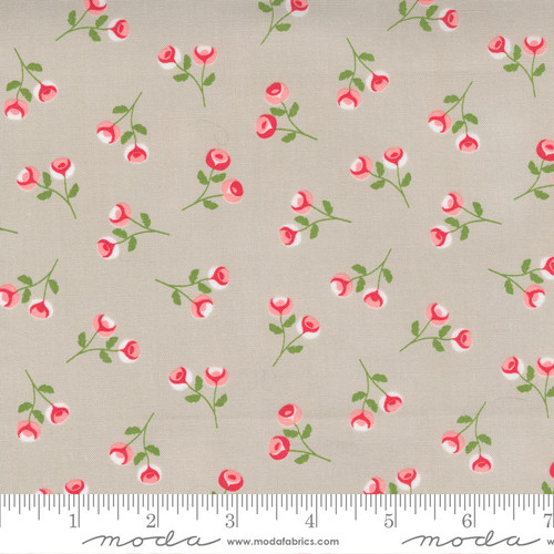 Moda Fabric - Beautiful Day - Corey Yoder - Rosebuds Floral Small Floral Rose Stone #29133 13