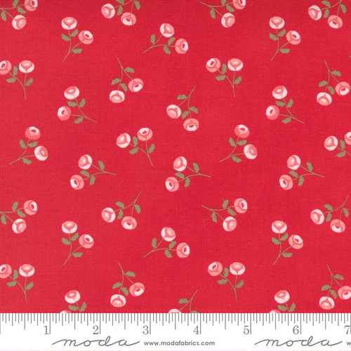 Moda Fabric - Beautiful Day - Corey Yoder - Rosebuds Floral Small Floral Rose Scarlet #29133 21