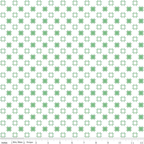 Riley Blake Fabric - Quilt Fair by Tasha Noel - Quilty Stars Green #C11356-GREEN