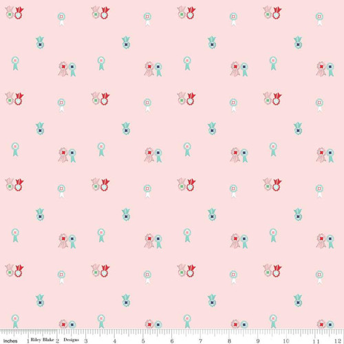 Riley Blake Fabric - Quilt Fair by Tasha Noel - Ribbons Pink #C11355-PINK