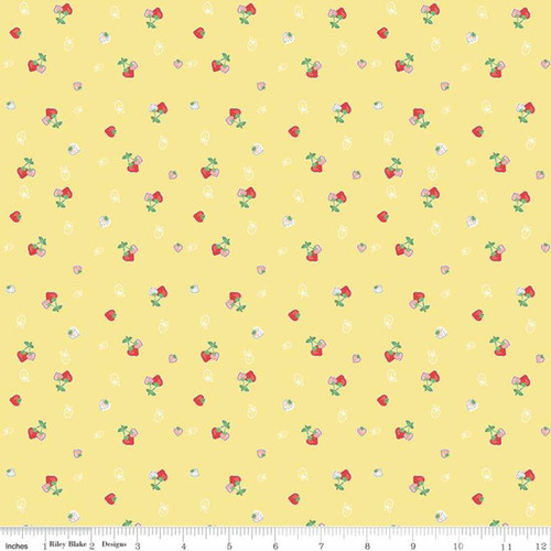 Riley Blake Fabric - Quilt Fair by Tasha Noel - Strawberries Yellow #C11352-YELLOW