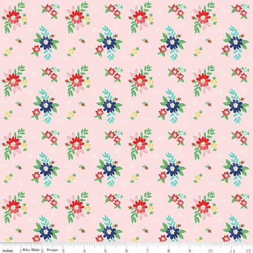 Riley Blake Fabric - Quilt Fair by Tasha Noel - Floral Pink #C11351-PINK